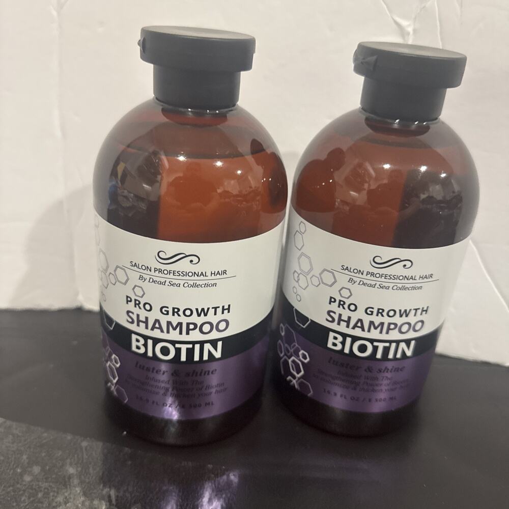 2 Pack Dead Sea Collection Pro Growth Shampoo Biotin Salon Professional 16.9oz
